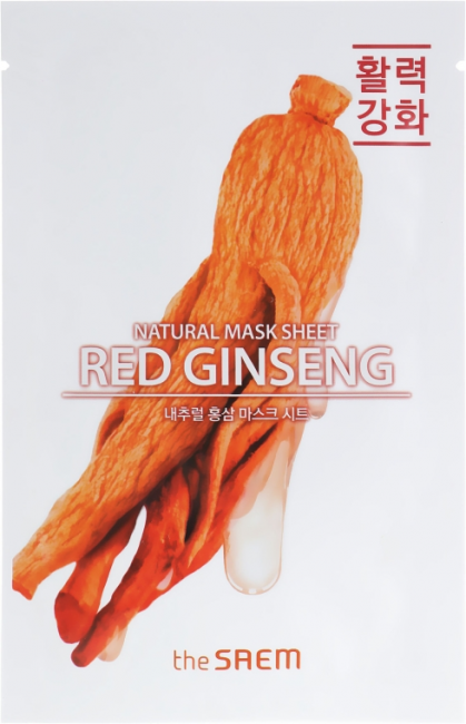 The Saem Маска на тканевой основе для лица с экстрактом женьшеня Natural REd Ginseng Mask Sheet, 21 мл The Saem Маска на тканевой основе для лица с экстрактом женьшеня Natural REd Ginseng Mask Sheet, 21 мл