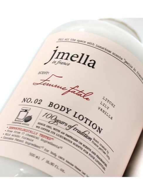 Jmella Парфюмированный лосьон для тела Личи, лилия, ваниль N0.02 In France Femme Fatale Body Lotion, 500 мл Jmella Парфюмированный лосьон для тела Личи, лилия, ваниль N0.02 In France Femme Fatale Body Lotion, 500 мл
