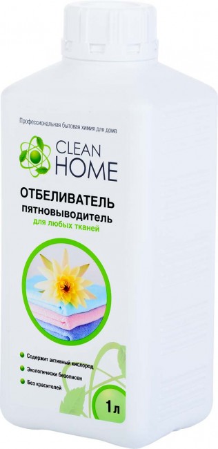 Clean Home Отбеливатель пятновыводитель для любых тканей, 1 л Clean Home Отбеливатель пятновыводитель для любых тканей, 1 л