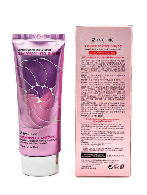 3W Clinic ВВ крем с улиточным муцином Silky Pore Control Snail B.B, 70 мл