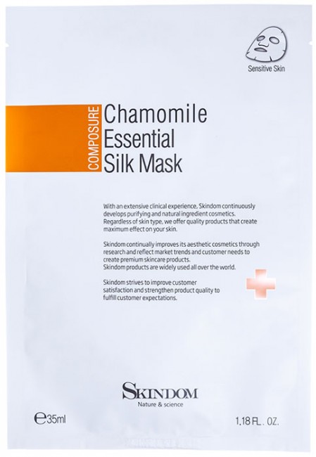 Skindom Маска для лица шелковая с экстрактом ромашки Chamomile Essential Silk Mask, 35 мл Skindom Маска для лица шелковая с экстрактом ромашки Chamomile Essential Silk Mask, 35 мл