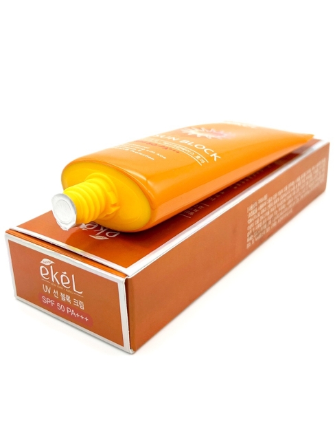 Ekel Солнцезащитный крем для лица водостойкий с экстрактом Алоэ и витамином E UV Sun Block Waterproof Moisturizing With Aloe & Vitamin E UV/UVB Protection SPF 50/PA+++, 70 мл