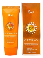 Ekel Солнцезащитный крем для лица водостойкий с экстрактом Алоэ и витамином E UV Sun Block Waterproof Moisturizing With Aloe & Vitamin E UV/UVB Protection SPF 50/PA+++, 70 мл