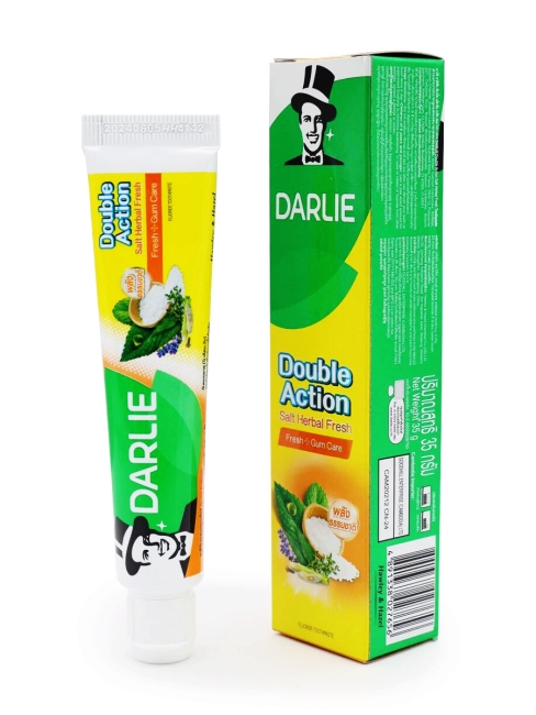 Darlie Зубная паста отбеливающая с морской солью освежающая Salt Fresh Double Mint Toothpaste, 35 г Darlie Зубная паста отбеливающая с морской солью освежающая Salt Fresh Double Mint Toothpaste, 35 г