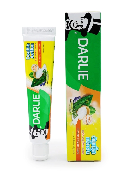 Darlie Зубная паста отбеливающая с морской солью освежающая Salt Fresh Double Mint Toothpaste, 35 г Darlie Зубная паста отбеливающая с морской солью освежающая Salt Fresh Double Mint Toothpaste, 35 г