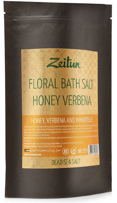 Zeitun Цветочная соль для ванн "Медовая вербена", 500 г Zeitun Цветочная соль для ванн "Медовая вербена", 500 г