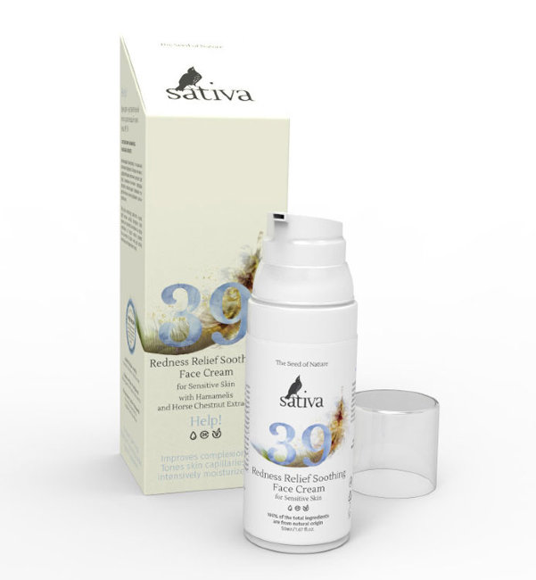Sativa №39 Крем-флюид для чувствительной легко краснеющей кожи лица HELP! 50 мл