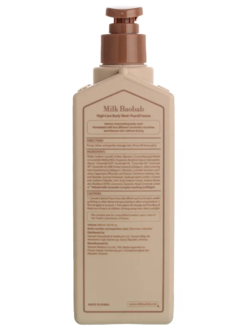 Milk Baobab Гель для душа High Cera Body Wash Pear & Freesia, 500 мл Milk Baobab Гель для душа High Cera Body Wash Pear & Freesia, 500 мл