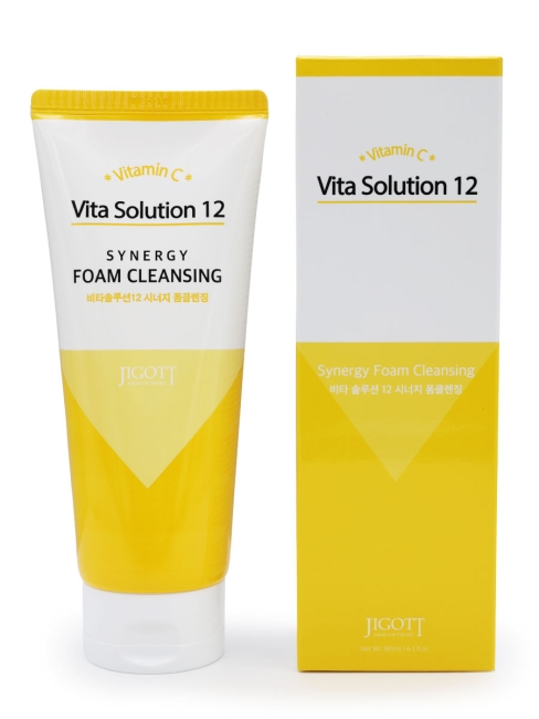 Jigott Пенка для умывания с витамином C Vita Solution 12 Synergy Foam Cleansing, 180 мл