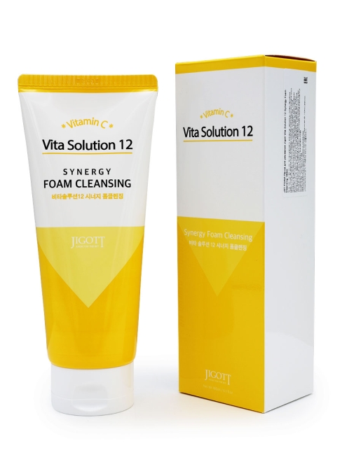 Jigott Пенка для умывания с витамином C Vita Solution 12 Synergy Foam Cleansing, 180 мл
