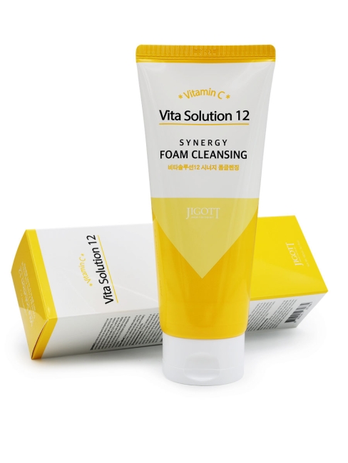 Jigott Пенка для умывания с витамином C Vita Solution 12 Synergy Foam Cleansing, 180 мл