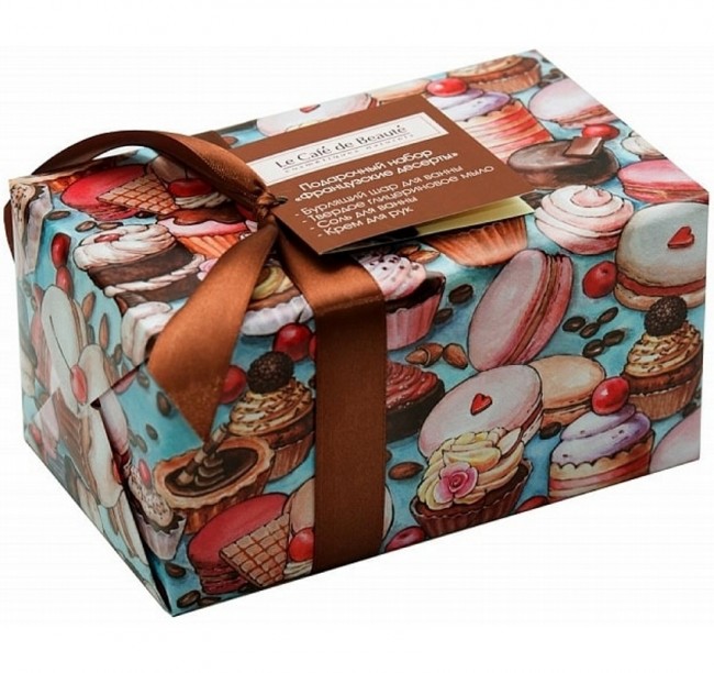 Кафе Красоты Подарочный набор "Французские десерты", соль для ванны 200 г + глицериновое мыло 100 г + бурлящий шар 110 г + крем для рук 75 мл Кафе Красоты Подарочный набор "Французские десерты", соль для ванны 200 г + глицериновое мыло 100 г + бурлящий шар 110 г + крем для рук 75 мл