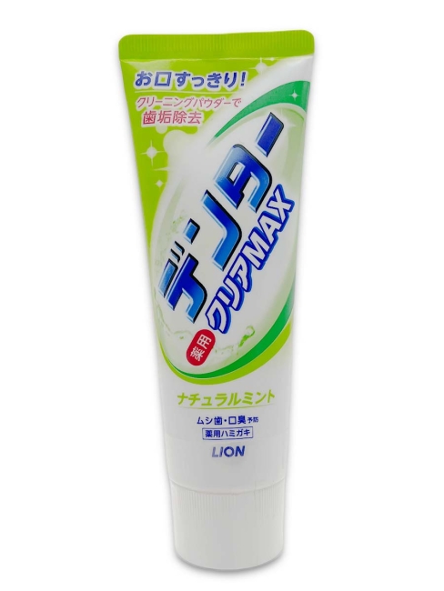 LION Зубная паста от кариеса с микропудрой Натуральная мята Dentor Clear MAX Natural Mint Япония, 140 г
