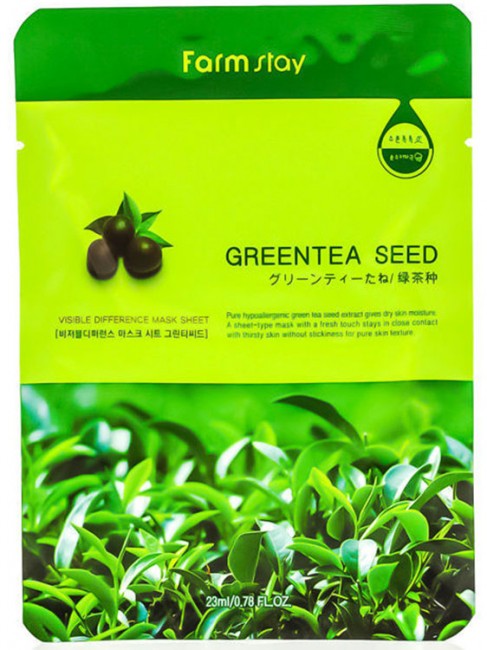 FarmStay Visible Difference Mask Sheet Green Tea Seed Тканевая маска с натуральным экстрактом семян зеленого чая, 23 мл FarmStay Visible Difference Mask Sheet Green Tea Seed Тканевая маска с натуральным экстрактом семян зеленого чая, 23 мл
