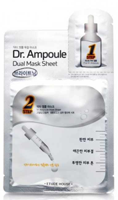ETUDE HOUSE Dr. Ampoule Dual Mask Sheet Brightening Care Осветляющая двухфазная маска для лица, 2+24 мл