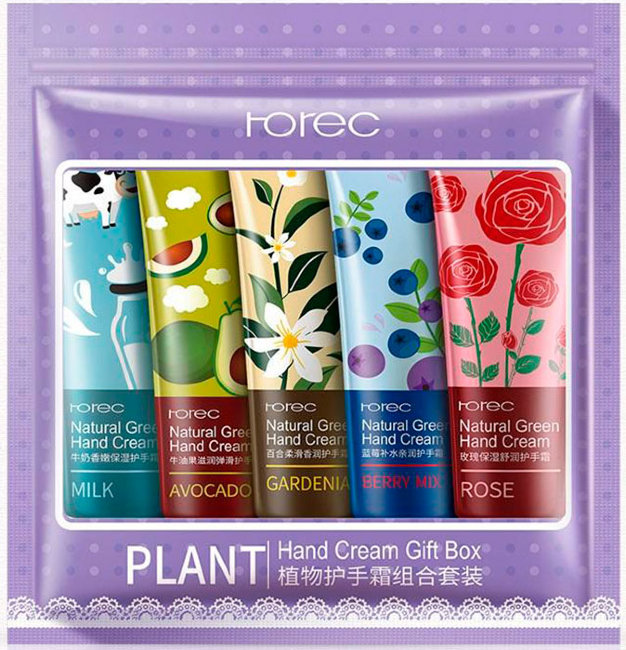 Rorec Hand Cream Gift Box Plant Набор кремов для рук с натуральными экстрактами, 5 шт*30 г