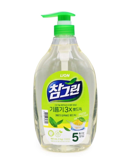 LION Жидкость для мытья посуды с дозатором Зеленый Чай Chamgreen Pump, 1000 г