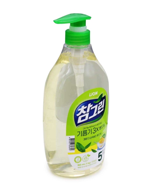 LION Жидкость для мытья посуды с дозатором Зеленый Чай Chamgreen Pump, 1000 г