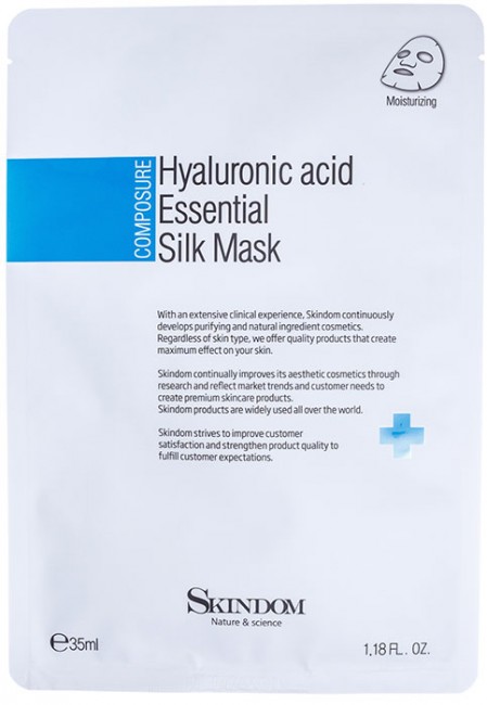 Skindom Маска для лица шелковая с гиалуроновой кислотой Hyaluronic Acid Essential Silk Mask, 35 мл