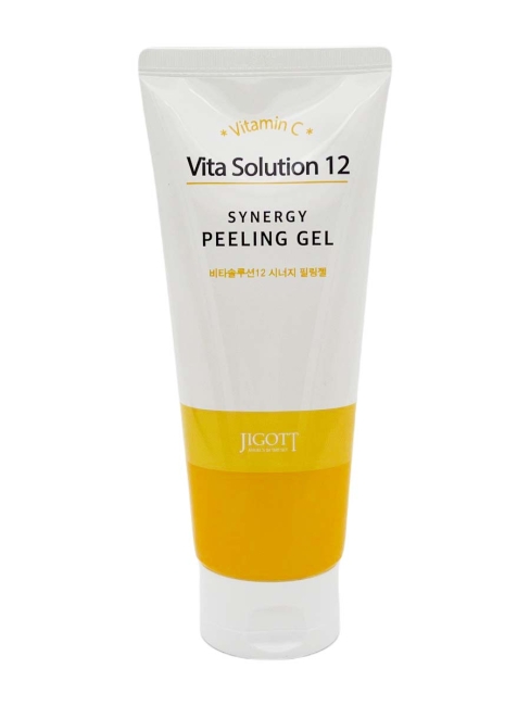 Jigott Гель-пилинг для лица с витамином С и муцином улитки Vita Solution 12 Synergy Peeling Gel, 180 мл