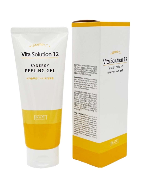 Jigott Гель-пилинг для лица с витамином С и муцином улитки Vita Solution 12 Synergy Peeling Gel, 180 мл