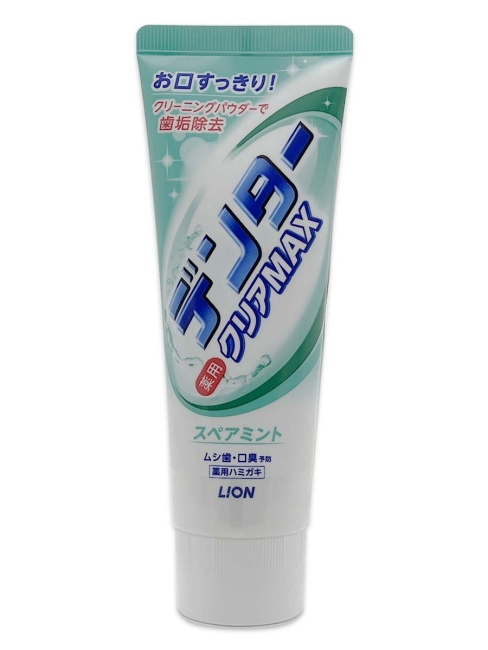 LION Зубная паста с микрочастицами против зубного налета с защитой от кариеса с ароматом ментола Dentor Clear Max, 140 г