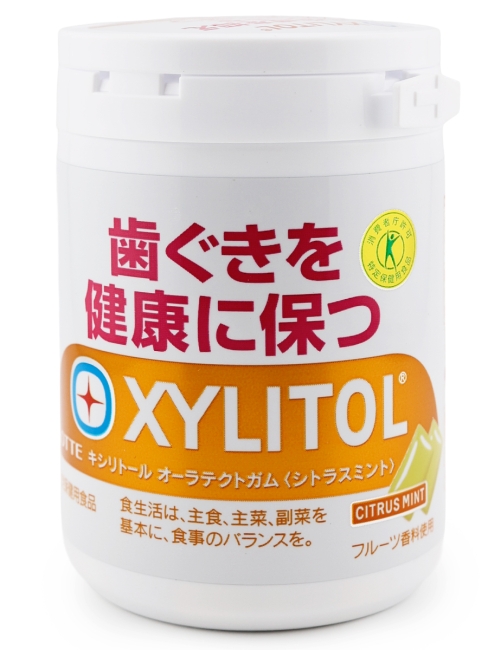 LOTTE Жвачка с ксилитом в банке Цитрусовая мята Xylitol AuraTect Gum Citrus Mint Slim Bottle, 125 г
