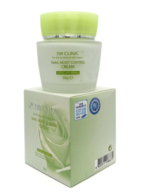 3W Clinic Крем для лица восстанавливающий с улиточным муцином Snail Moist Control Cream, 50 мл 3W Clinic Крем для лица восстанавливающий с улиточным муцином Snail Moist Control Cream, 50 мл