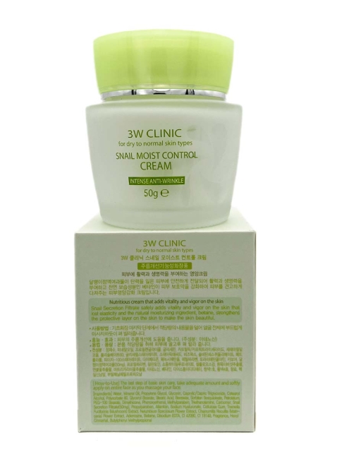 3W Clinic Крем для лица восстанавливающий с улиточным муцином Snail Moist Control Cream, 50 мл 3W Clinic Крем для лица восстанавливающий с улиточным муцином Snail Moist Control Cream, 50 мл