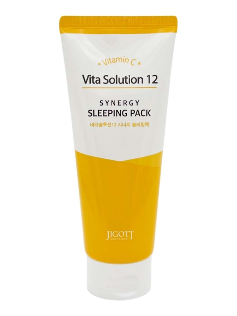 Jigott Маска для лица ночная витамин C и муцином улитки Vita Solution 12 Synergy Sleeping Pack, 180 мл Jigott Маска для лица ночная витамин C и муцином улитки Vita Solution 12 Synergy Sleeping Pack, 180 мл