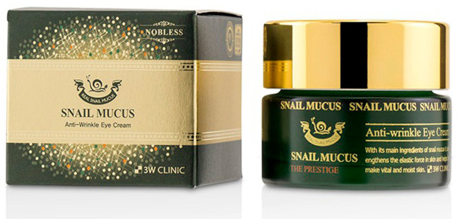 3W Clinic Snail Mucus Anti-Wrinkle Eye Cream Омолаживающий крем для век с улиточным муцином, 50 мл