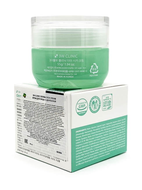 3W Clinic Крем для лица осветляющий с центеллой Derma Cica Cream, 55 г