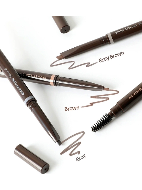 Mizon Автокарандаш для бровей стойкий треугольный с щёточкой серый Brow Styling Pencil Gray, 0,35 г Mizon Автокарандаш для бровей стойкий треугольный с щёточкой серый Brow Styling Pencil Gray, 0,35 г