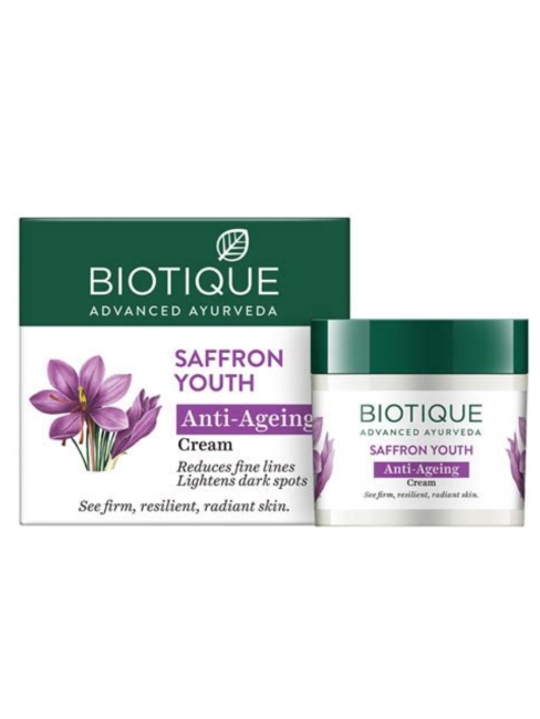 Biotique Крем для лица и тела антивозрастной с шафраном Bio Saffron Youth Dew Visibly Ageless Moisturizer, 50 г Biotique Крем для лица и тела антивозрастной с шафраном Bio Saffron Youth Dew Visibly Ageless Moisturizer, 50 г