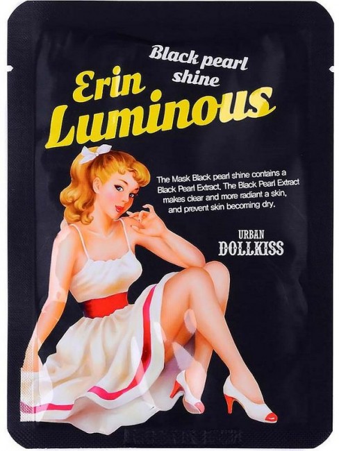 Baviphat Urban Dollkiss The Mask Black Pearl Shine Маска тканевая с экстрактом черного жемчуга, 25 г