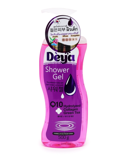 Deya Гель для душа с коллагеном, коэнзимом Q10 и чайным деревом Shower Gel Collagen Q10 Green Tea, 500 г