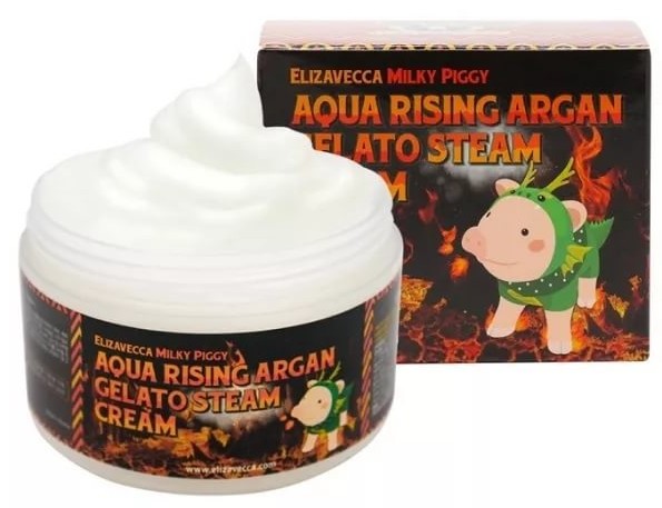Elizavecca Milky Piggy Aqua Rising Argan Gelato Steam Cream Паровой увлажняющий крем с маслом Арганы, 100 г