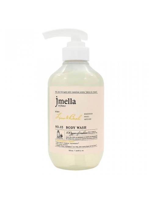 Jmella Парфюмированный гель для душа Лайм и Базилик N0.03 In France Lime & Basil Body Wash, 500 мл Jmella Парфюмированный гель для душа Лайм и Базилик N0.03 In France Lime & Basil Body Wash, 500 мл