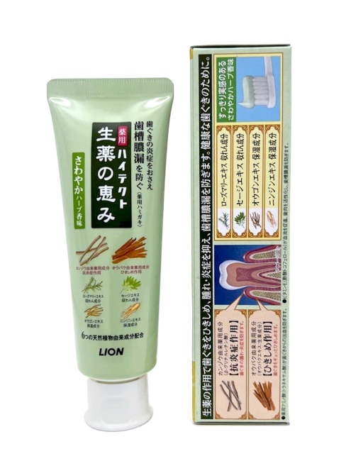 LION Зубная паста "Hitect Seiyaku" для профилактики болезней десен и кариеса с ароматом свежих трав, 90 г