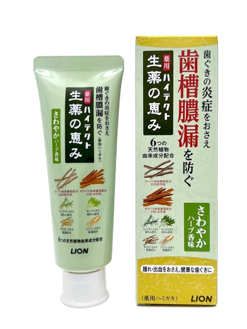 LION Зубная паста "Hitect Seiyaku" для профилактики болезней десен и кариеса с ароматом свежих трав, 90 г