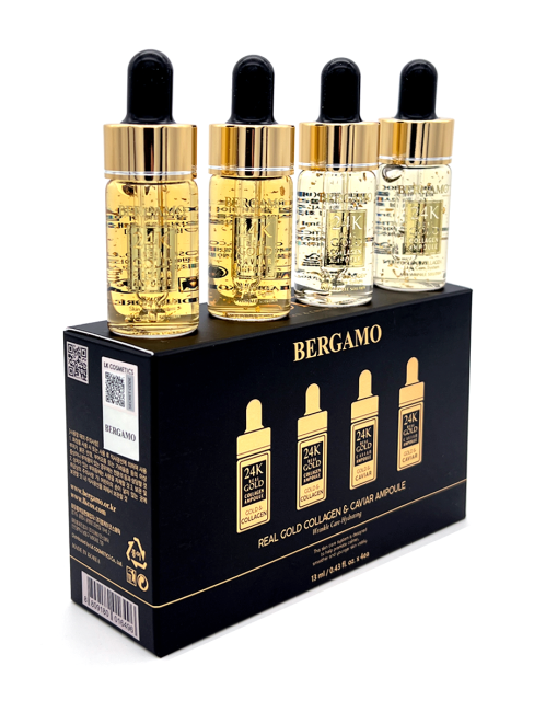 Bergamo Ампульная сыворотка с золотом и экстрактом икры Luxury Gold Caviar Wrinkle Care Intense Repair Ampoule, 4 шт*13 мл Bergamo Ампульная сыворотка с золотом и экстрактом икры Luxury Gold Caviar Wrinkle Care Intense Repair Ampoule, 4 шт*13 мл