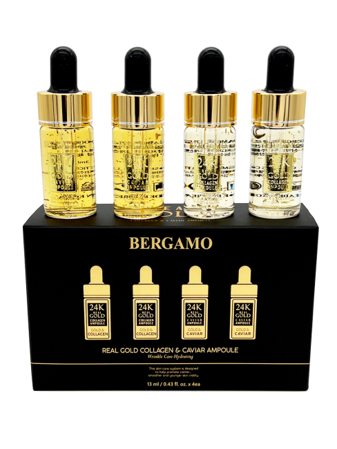 Bergamo Ампульная сыворотка с золотом и экстрактом икры Luxury Gold Caviar Wrinkle Care Intense Repair Ampoule, 4 шт*13 мл Bergamo Ампульная сыворотка с золотом и экстрактом икры Luxury Gold Caviar Wrinkle Care Intense Repair Ampoule, 4 шт*13 мл