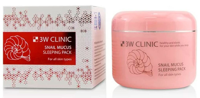 3W Clinic Восстанавливающая маска ночного действия с муцином улитки Snail Mucus Sleeping Pack, 100 мл