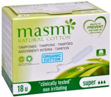 Masmi Natural Cotton Гигиенические тампоны Super из органического хлопка, 18 шт