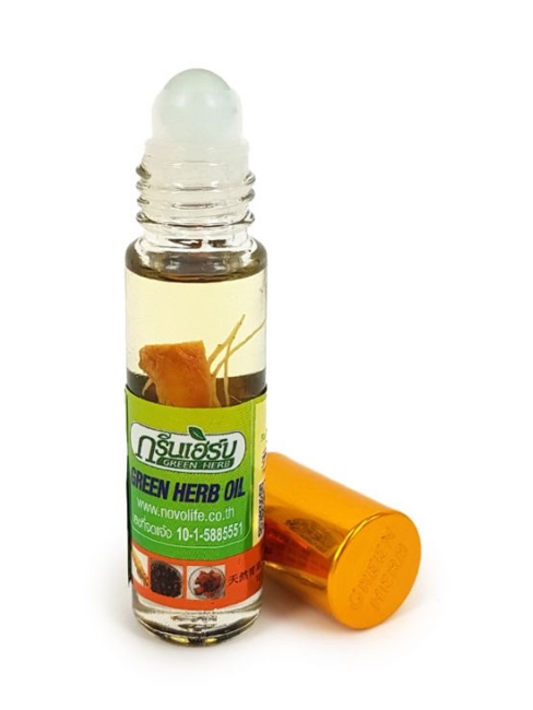 Green Herb Бальзам - ингалятор жидкий шариковый с эфирными маслами и корнем женьшеня Ginseng Root Aroma Oil, 8 мл