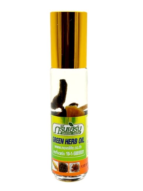 Green Herb Бальзам - ингалятор жидкий шариковый с эфирными маслами и корнем женьшеня Ginseng Root Aroma Oil, 8 мл