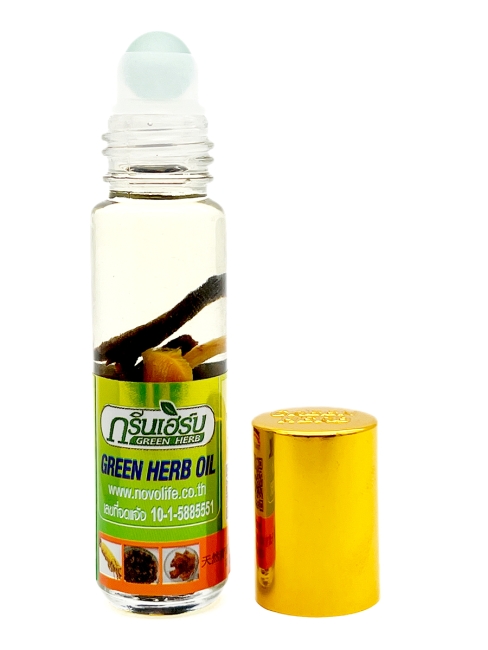 Green Herb Бальзам - ингалятор жидкий шариковый с эфирными маслами и корнем женьшеня Ginseng Root Aroma Oil, 8 мл