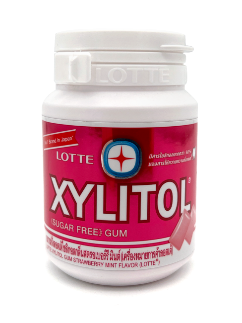 Lotte Жевательная резинка без сахара с ксилитолом Клубника и Мята Xylitol Gum Strawberry Mint Flover, 52 г