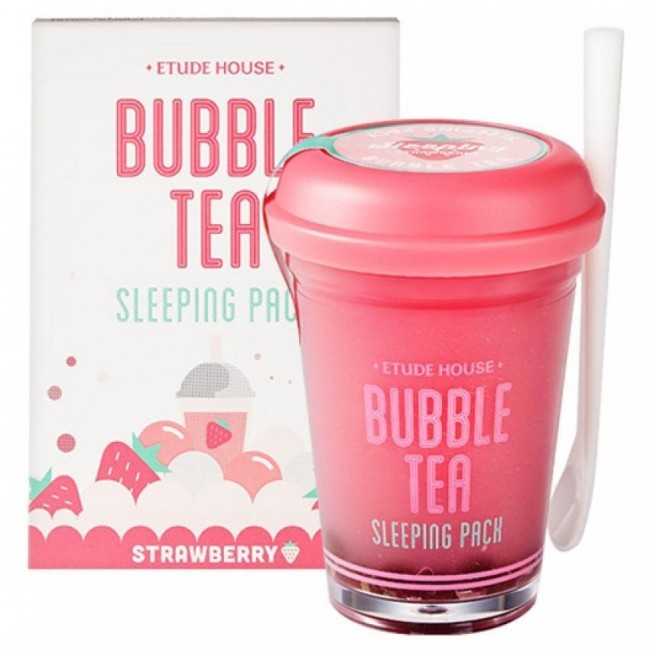 ETUDE HOUSE Bubble Tea Sleeping Pack Strawberry Ночная маска с экстрактом клубники, 100 г ETUDE HOUSE Bubble Tea Sleeping Pack Strawberry Ночная маска с экстрактом клубники, 100 г