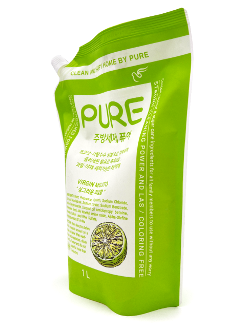 PURE VIRGIN MOJITO DISH DETERGENT Средство для мытья посуды с ароматом лайма и мяты 1000мл PURE VIRGIN MOJITO DISH DETERGENT Средство для мытья посуды с ароматом лайма и мяты 1000мл